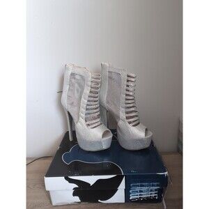 Tiffany High Heel Glitter Shoe Silver Glitter